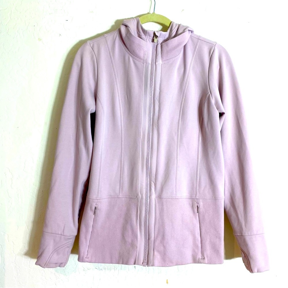 Athleta Fitted Victory Hoodie Full Zip Long Sleeves size medium #383885 Pastel